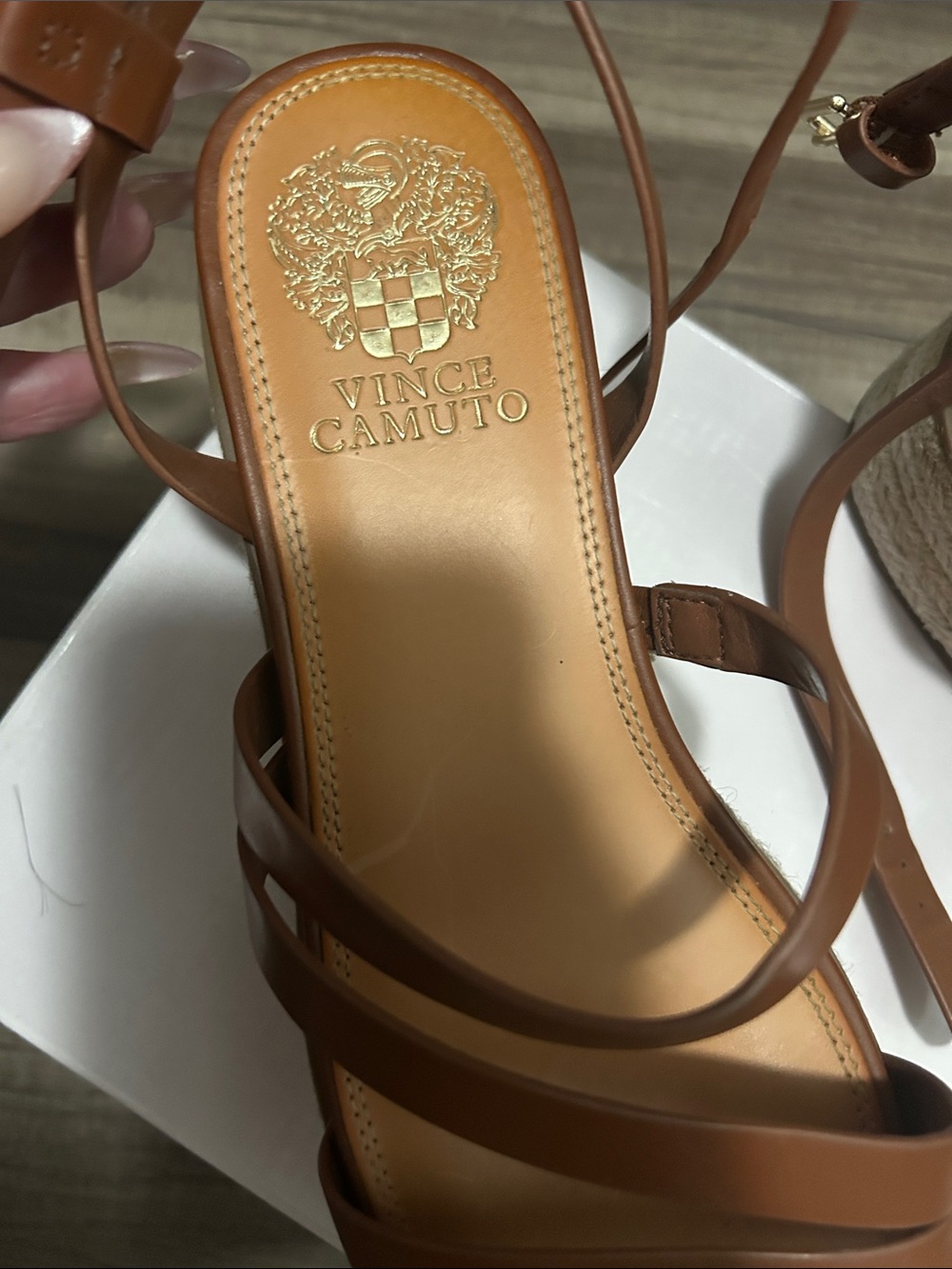 Vince Camuto Tan Strappy Espadrille Wedge Sandals - Picture 4 of 7